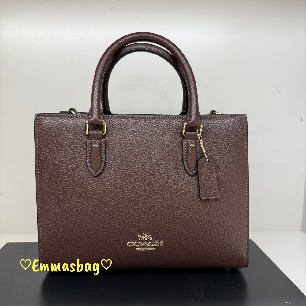 Coach Maggie Small Tote Bag CY668 pebbled leather/Gold/Maple